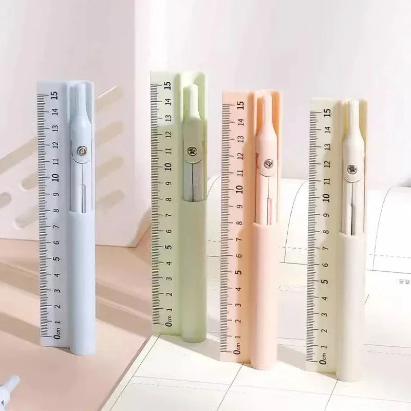 Kawaii 3-in-1-Geometrie-Set mit Lineal und Bleistift, multifunktionaler Zeichenzirkel für die Schule, mathematisches Geometrie-Werkzeug, koreanisches Briefpapier