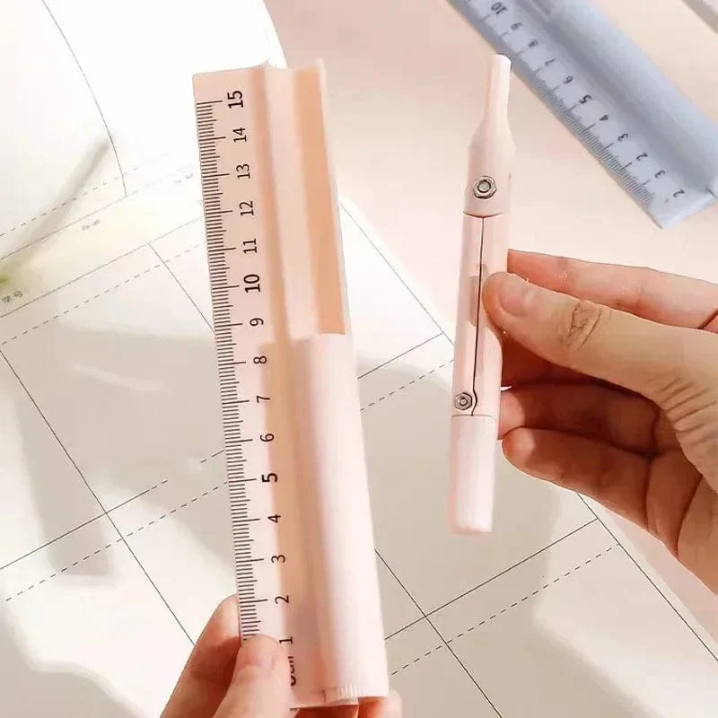 Kawaii 3-in-1-Geometrie-Set mit Lineal und Bleistift, multifunktionaler Zeichenzirkel für die Schule, mathematisches Geometrie-Werkzeug, koreanisches Briefpapier