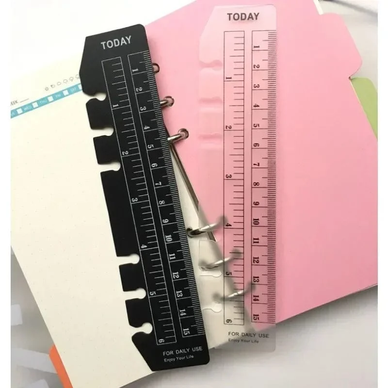 6-Loch-A5-A6-A7-Lesezeichen-Gerades Lineal für Kinder, Mathematik, Zeichenlineal, transparentes, flexibles Trennlineal