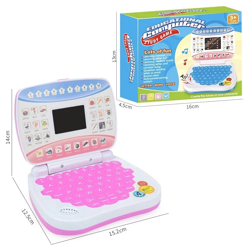 Kleines Laptop-Spielzeug zum Englischlernen für Kinder. Jungen- und Mädchencomputer für Alphabet ABC.Zahlen.Wörter.Rechtschreibung.Mathematik.Musik