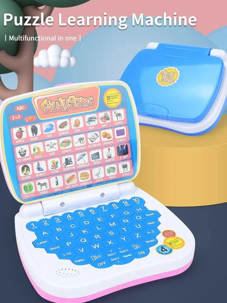 Kleines Laptop-Spielzeug zum Englischlernen für Kinder. Jungen- und Mädchencomputer für Alphabet ABC.Zahlen.Wörter.Rechtschreibung.Mathematik.Musik