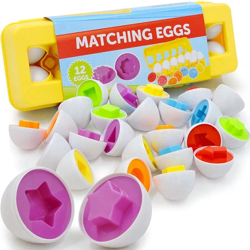 6/12 PCS Montessori Smart Eier in Tasse Bildung Frühes Lernen Geometrische Form Mathematik Alphabet Puzzle Sorter Spiel Baby Spielzeug Kinder