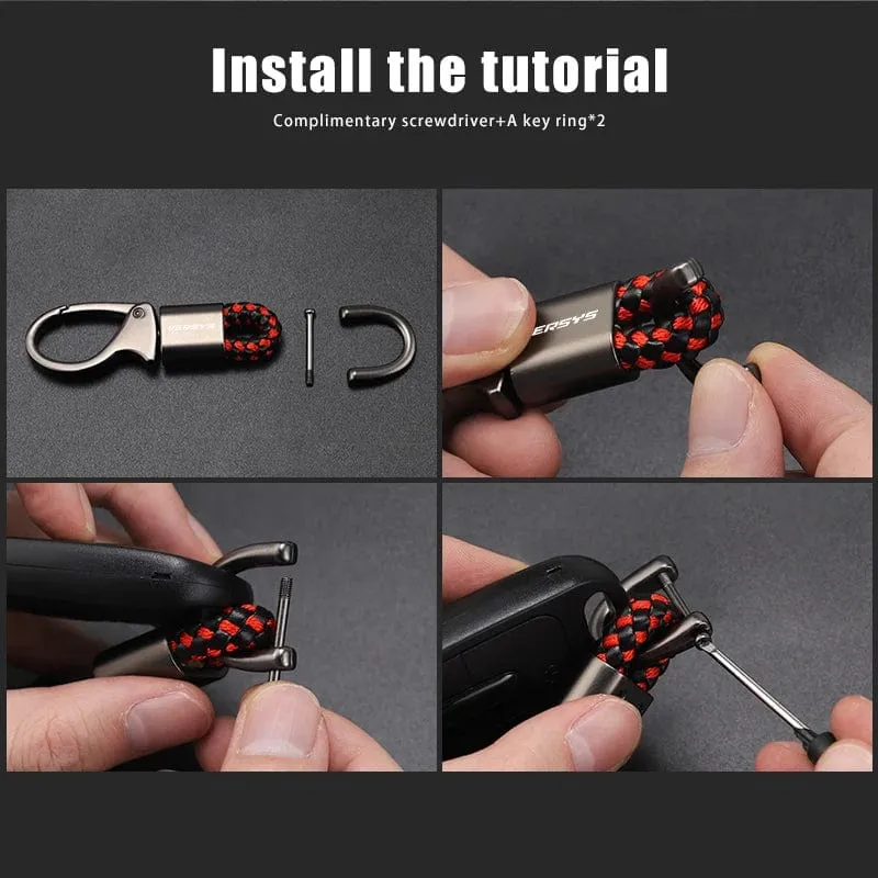 2023 individuelles LOGO Motorrad Geflochtenen Seil Schlüsselring Metall Keychain Für Kawasaki Versys 650 1000 X300 300X VERSYS1000SE 2018-2023