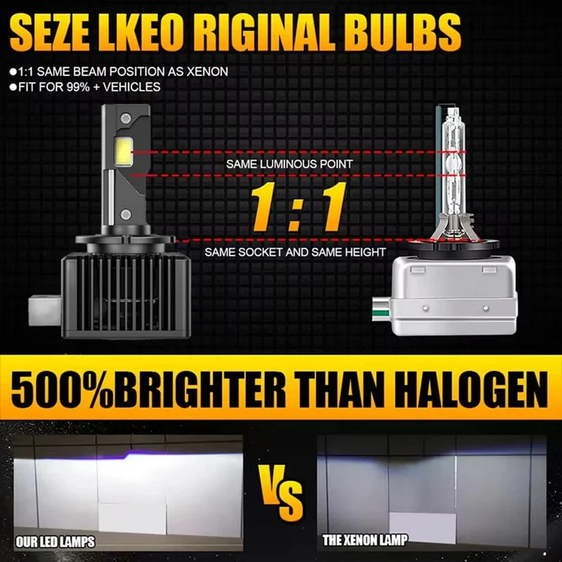 D1S D3S LED-Scheinwerfer 1:1 Autolampe Xenon HID D2S D4S D5S D8S D1R D2R D3R Turbo 1200000LM Autobirnen Zweiseitiger CSP-Chip 6000K