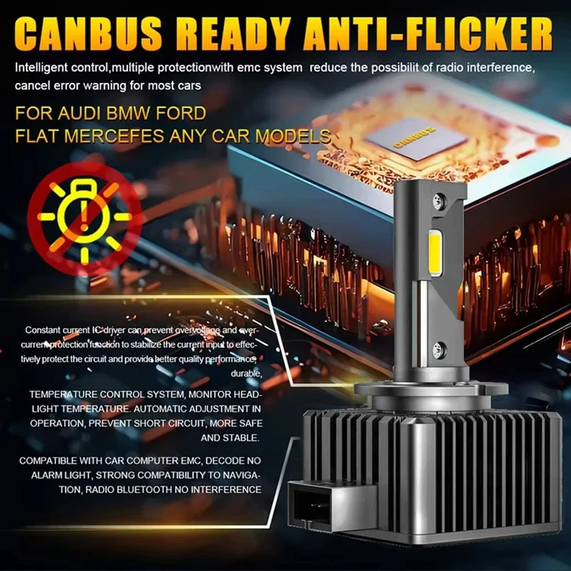 D1S D3S LED-Scheinwerfer 1:1 Autolampe Xenon HID D2S D4S D5S D8S D1R D2R D3R Turbo 1200000LM Autobirnen Zweiseitiger CSP-Chip 6000K