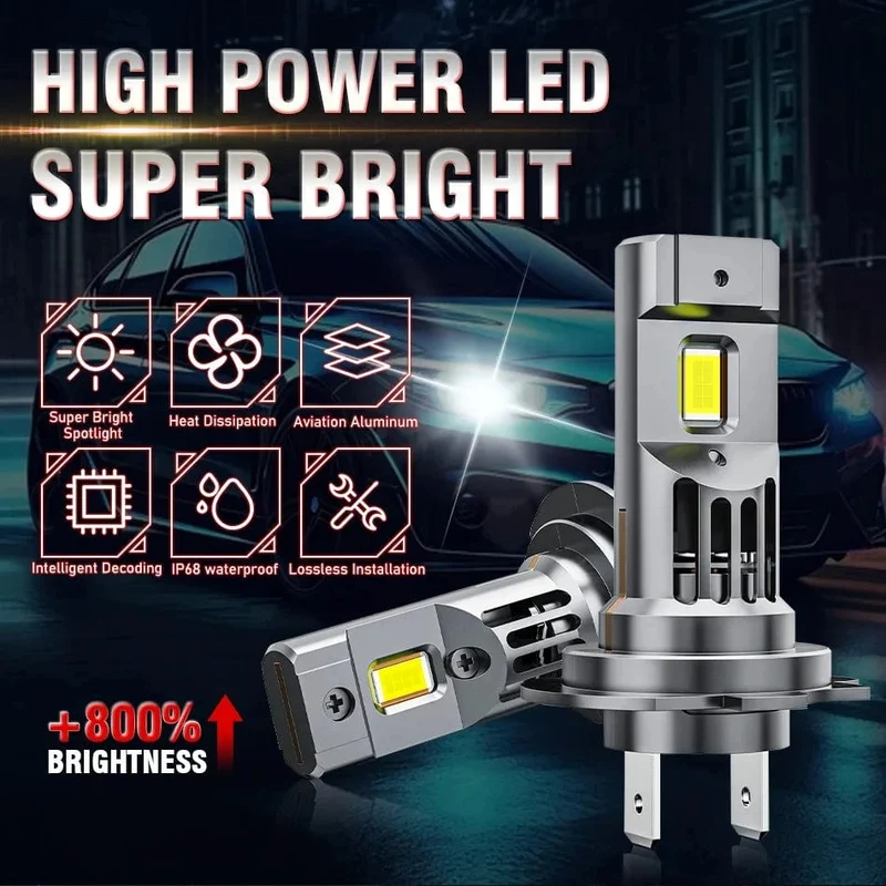 H7 LED CANBUS Licht Mini-Kopflampe Größe 1:1 Kabellose H7 Auto-LED-Scheinwerferlampen Fehlerfrei mit Lüfter 6000K Weiß