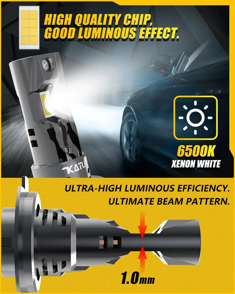 2x Hochleistungs-H7-LED-Scheinwerfer 1:1 Mini-Scheinwerfer 20000LM 6500K Autolampen Superhelle Plug-and-Play-Autoscheinwerferlampen
