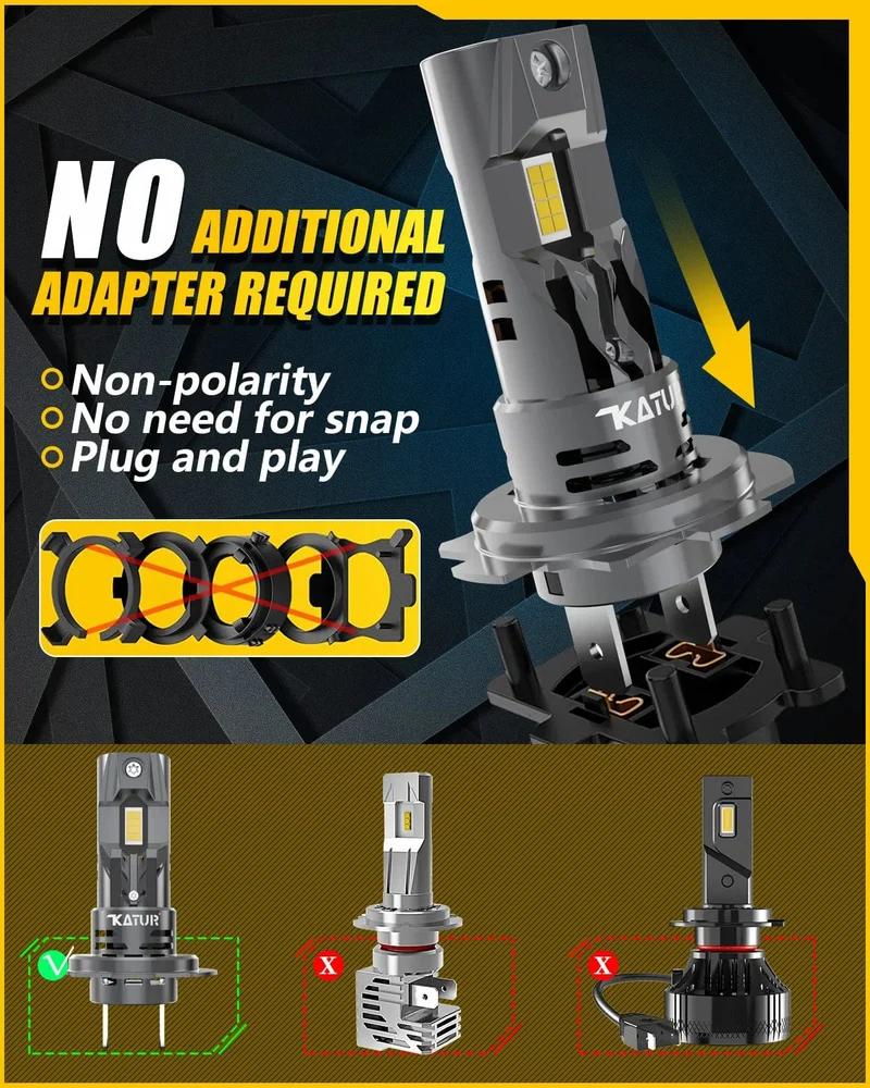 2x Hochleistungs-H7-LED-Scheinwerfer 1:1 Mini-Scheinwerfer 20000LM 6500K Autolampen Superhelle Plug-and-Play-Autoscheinwerferlampen