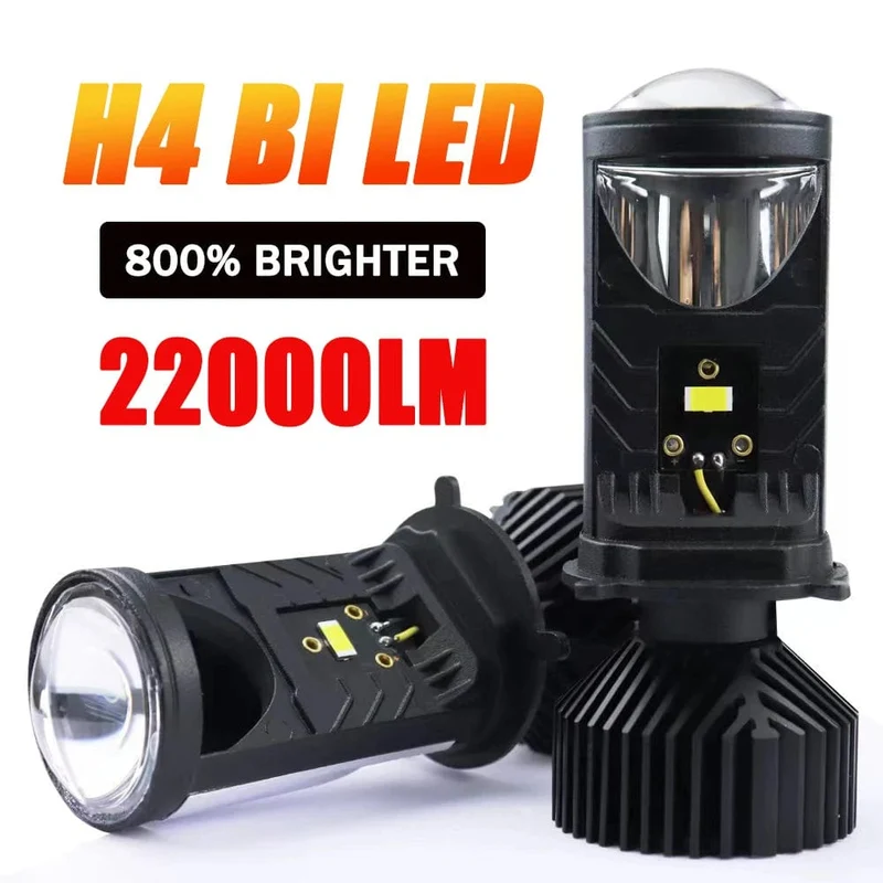 H4 LED-Projektorlinse, Scheinwerfer, Auto-LED-Scheinwerfer, Canbus, 6000 K, Fern-/Abblendlicht, Birne mit Turbolüfter, 22000 lm, 90 W, für Auto/Motorrad, 12 V