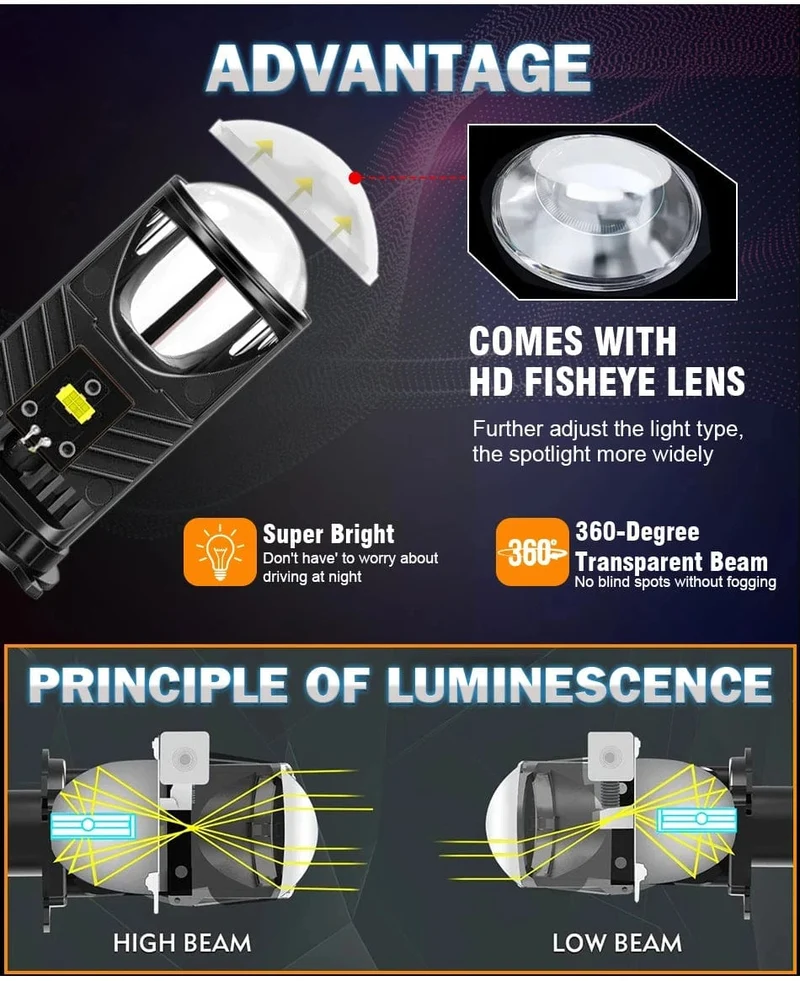 H4 LED-Projektorlinse, Scheinwerfer, Auto-LED-Scheinwerfer, Canbus, 6000 K, Fern-/Abblendlicht, Birne mit Turbolüfter, 22000 lm, 90 W, für Auto/Motorrad, 12 V