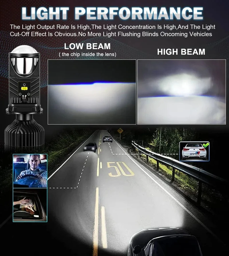 H4 LED-Projektorlinse, Scheinwerfer, Auto-LED-Scheinwerfer, Canbus, 6000 K, Fern-/Abblendlicht, Birne mit Turbolüfter, 22000 lm, 90 W, für Auto/Motorrad, 12 V