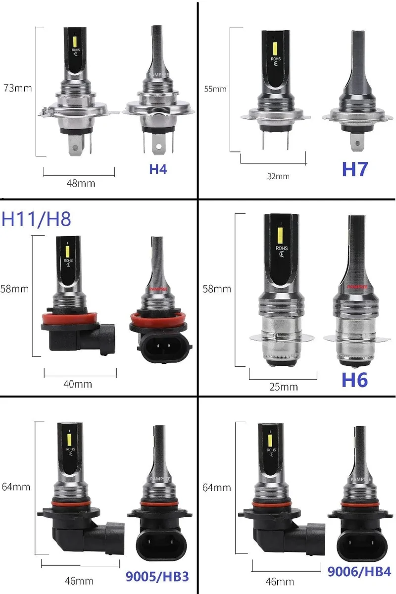 2Pcs H4 H7 H11 H10 LED Auto Scheinwerfer Lampen 3000K 6000K PSX24W 9005 HB3 9006 HB4 H8 H1 h3 Auto Lichter Automobil Fahren Nebel Lampe