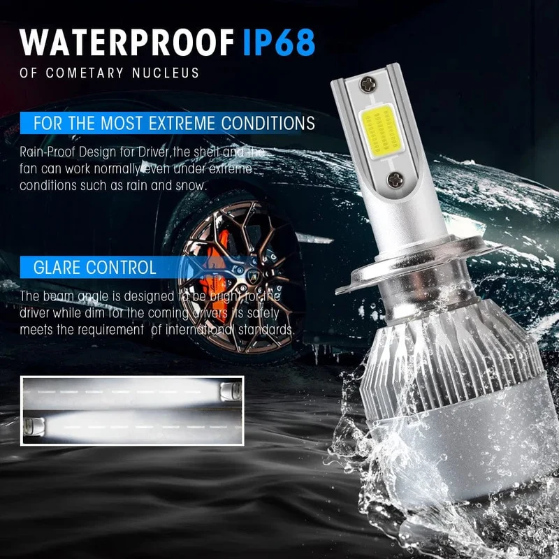 2x H7 LED H11 H4 Hallo/Lo H1 H3 H8 HB1 HB3 HB4 HB5 HIR2 H13 H27 9005 9006 Auto Scheinwerfer lampen 3000K 6000K 8000K COB C6 auto lichter