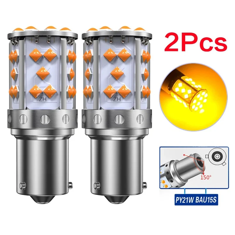 Eine Packung 1156 P21W ba15s Bau15s PY21W 7507 LED Canbus Kein Hyper Flash Blinker Glühbirne Eingebauter Widerstand Fehlerfrei Orange