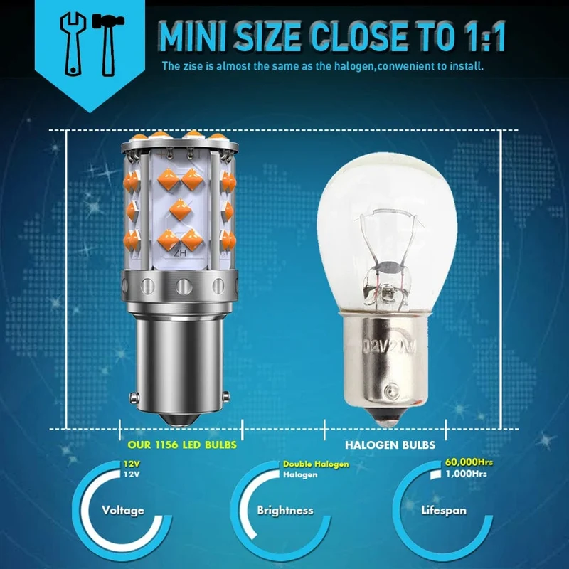 Eine Packung 1156 P21W ba15s Bau15s PY21W 7507 LED Canbus Kein Hyper Flash Blinker Glühbirne Eingebauter Widerstand Fehlerfrei Orange