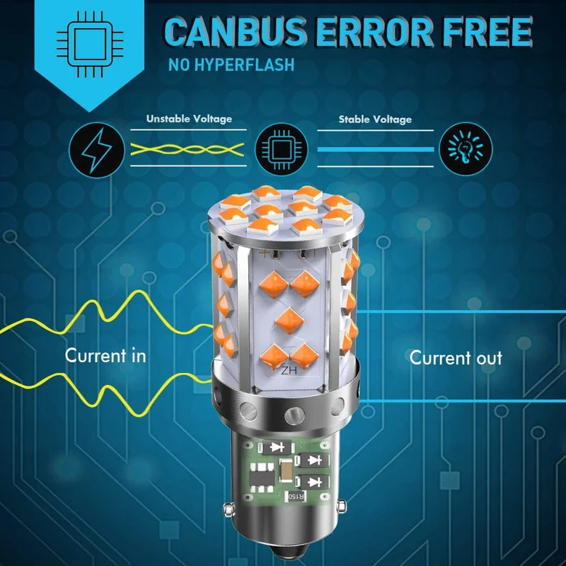 Eine Packung 1156 P21W ba15s Bau15s PY21W 7507 LED Canbus Kein Hyper Flash Blinker Glühbirne Eingebauter Widerstand Fehlerfrei Orange
