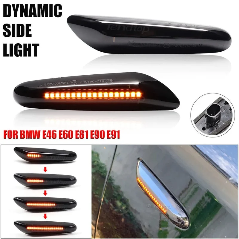 LED Dynamische Seitenmarkierungsspiegel-Anzeigelampe Fließendes Wasser Blinkerlicht Für BMW E90 E91 E92 E93 E60 E87 E82 E61 E46 X1 X3