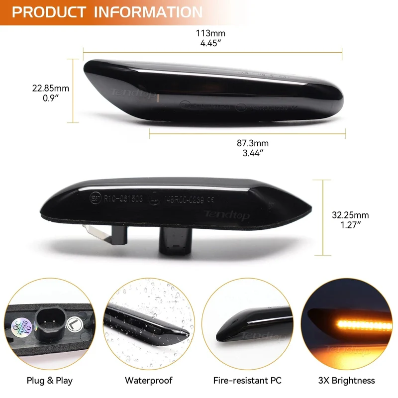 LED Dynamische Seitenmarkierungsspiegel-Anzeigelampe Fließendes Wasser Blinkerlicht Für BMW E90 E91 E92 E93 E60 E87 E82 E61 E46 X1 X3