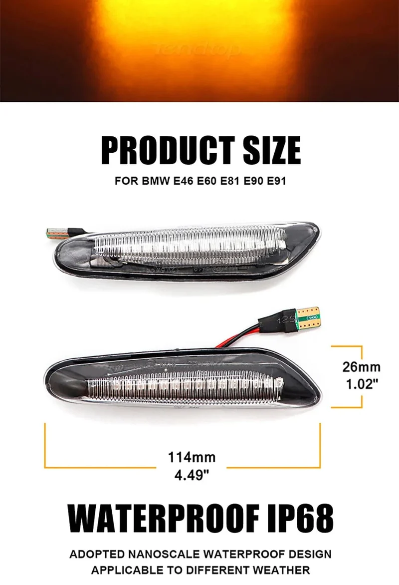 LED Dynamische Seitenmarkierungsspiegel-Anzeigelampe Fließendes Wasser Blinkerlicht Für BMW E90 E91 E92 E93 E60 E87 E82 E61 E46 X1 X3