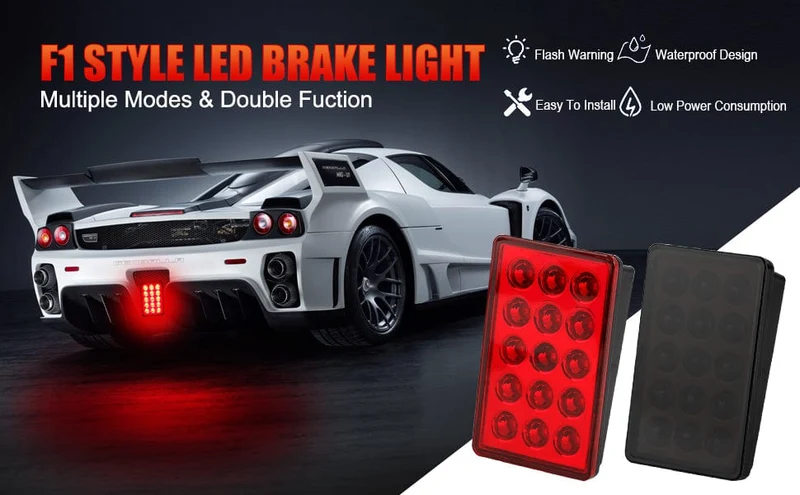 F1 Style LED-Bremskontrollleuchten 12V 15LED Rückleuchten Auto-Blitz Warnung Rückwärts Stopp Sicherheitssignallampen für Auto SUV Moto
