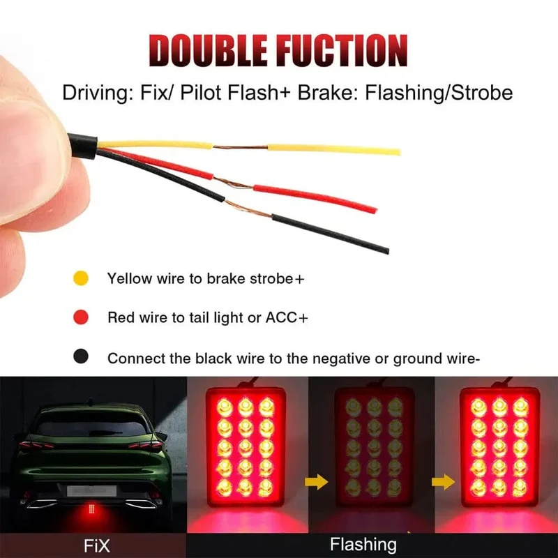 F1 Style LED-Bremskontrollleuchten 12V 15LED Rückleuchten Auto-Blitz Warnung Rückwärts Stopp Sicherheitssignallampen für Auto SUV Moto