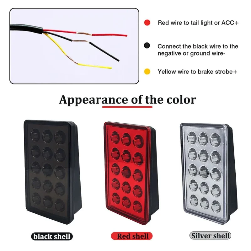 F1 Style LED-Bremskontrollleuchten 12V 15LED Rückleuchten Auto-Blitz Warnung Rückwärts Stopp Sicherheitssignallampen für Auto SUV Moto