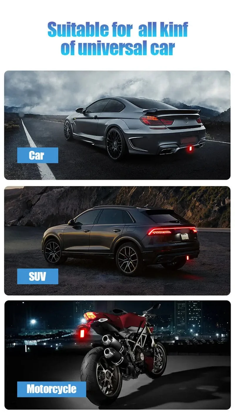 F1 Style LED-Bremskontrollleuchten 12V 15LED Rückleuchten Auto-Blitz Warnung Rückwärts Stopp Sicherheitssignallampen für Auto SUV Moto