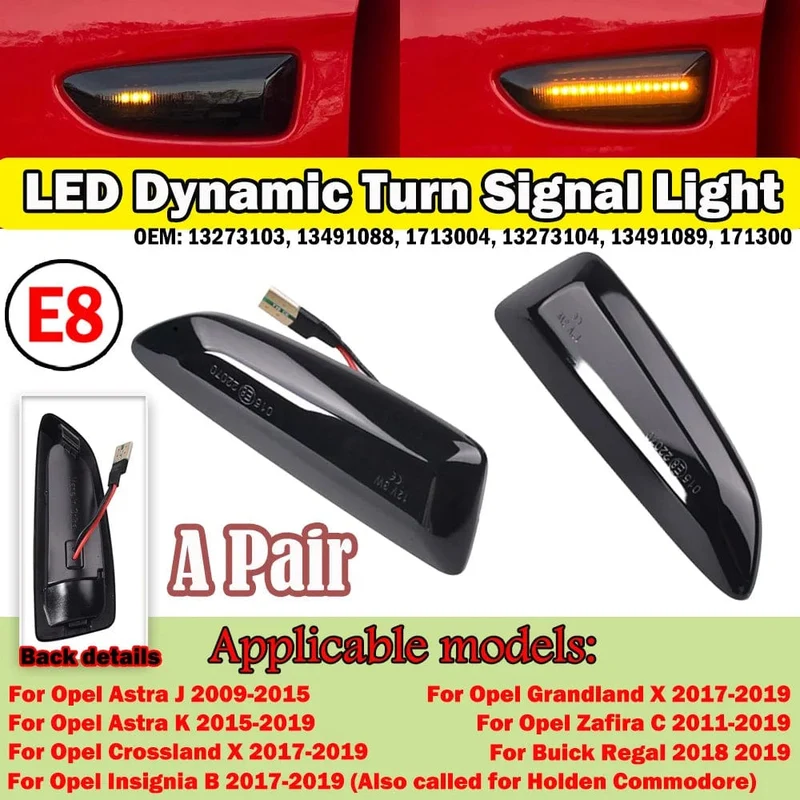 2PCS Led Dynamische Seite Marker Blinker Licht Sequentielle Blinker Für Opel Astra J Astra JK Zafira C Insignia B grandland X