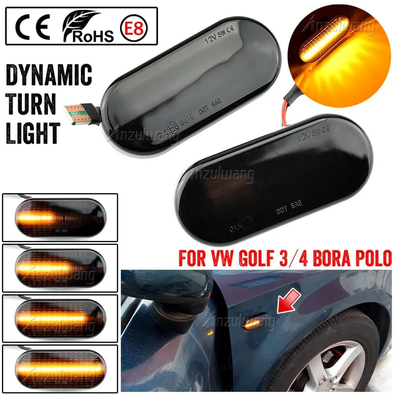 2 STÜCKE Led Dynamische Seitenmarkierungs-blinker Licht Sequentielle Blinker Licht Für VW Golf 3 4 MK3 MK4 Passat 3BG Polo 6N 9N Bora Vento