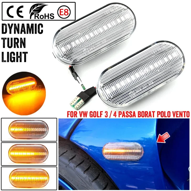 2 STÜCKE Led Dynamische Seitenmarkierungs-blinker Licht Sequentielle Blinker Licht Für VW Golf 3 4 MK3 MK4 Passat 3BG Polo 6N 9N Bora Vento