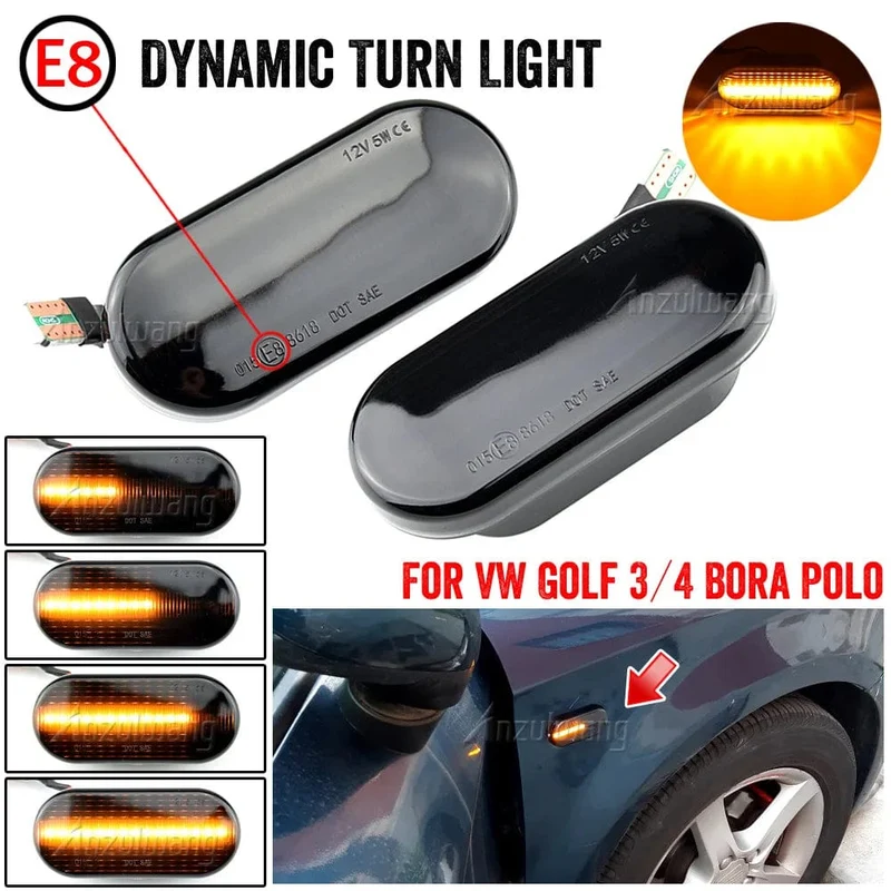 2 STÜCKE Led Dynamische Seitenmarkierungs-blinker Licht Sequentielle Blinker Licht Für VW Golf 3 4 MK3 MK4 Passat 3BG Polo 6N 9N Bora Vento