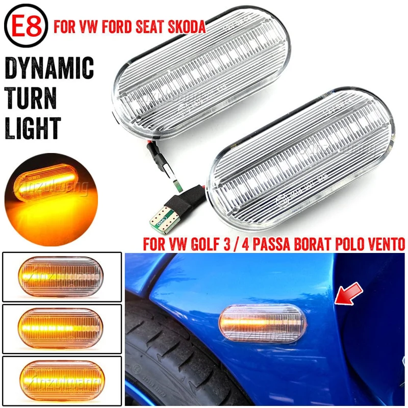 2 STÜCKE Led Dynamische Seitenmarkierungs-blinker Licht Sequentielle Blinker Licht Für VW Golf 3 4 MK3 MK4 Passat 3BG Polo 6N 9N Bora Vento