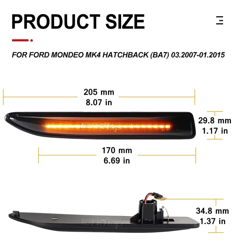 Sequentieller LED-Dynamischer Blinker Seitenmarkierungslicht Blinker für Ford Mondeo Mk4 Fließheck Limousine Kombi (BA7) 2007-2015