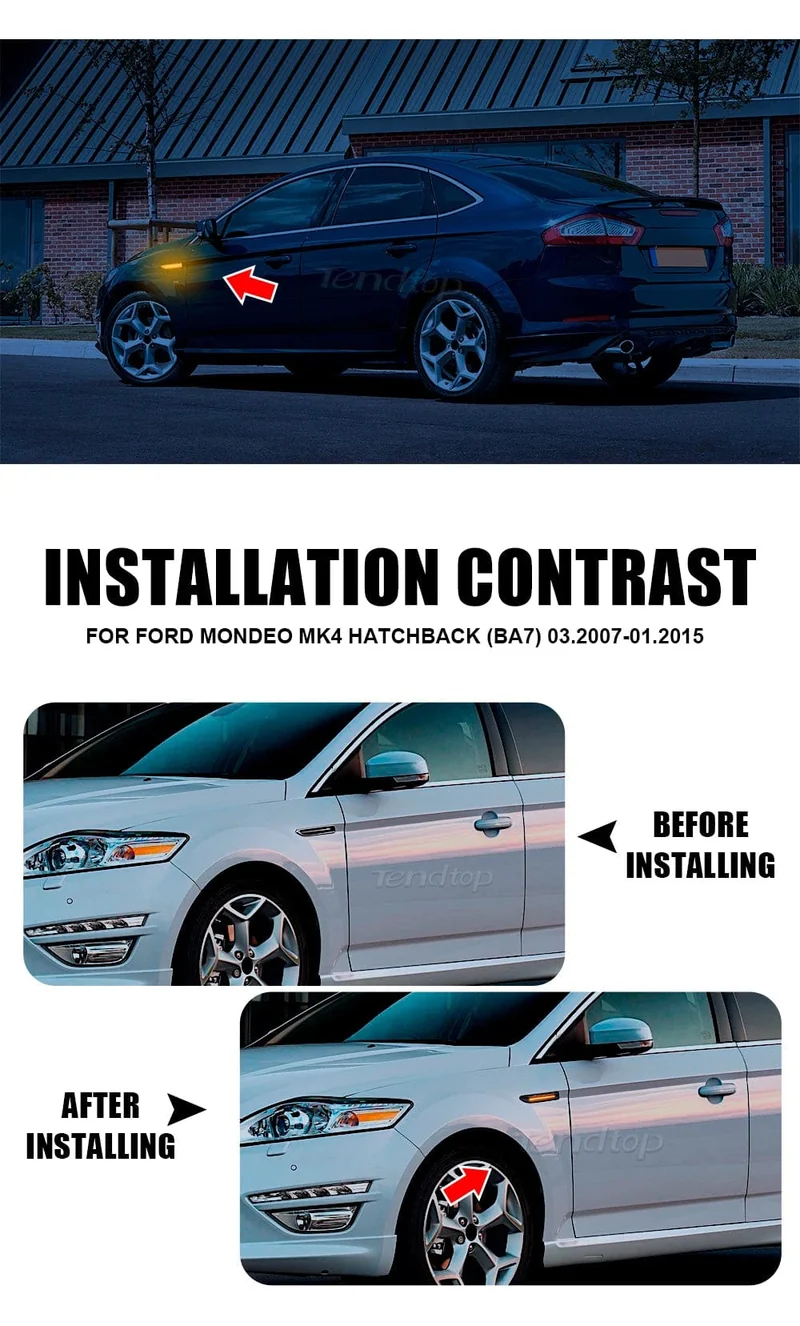 Sequentieller LED-Dynamischer Blinker Seitenmarkierungslicht Blinker für Ford Mondeo Mk4 Fließheck Limousine Kombi (BA7) 2007-2015
