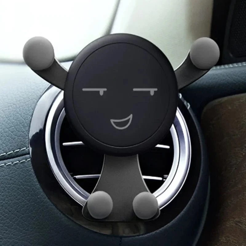 Schwerkraft-Autotelefonhalter Air Vent Clip Lächeln Gesicht Mount Mobile Cell Stand GPS-Unterstützung für iPhone 12 Pro Max Xiaomi Samsung