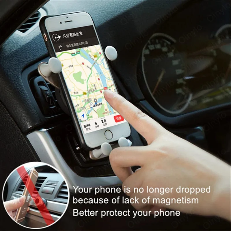 Schwerkraft-Autotelefonhalter Air Vent Clip Lächeln Gesicht Mount Mobile Cell Stand GPS-Unterstützung für iPhone 12 Pro Max Xiaomi Samsung