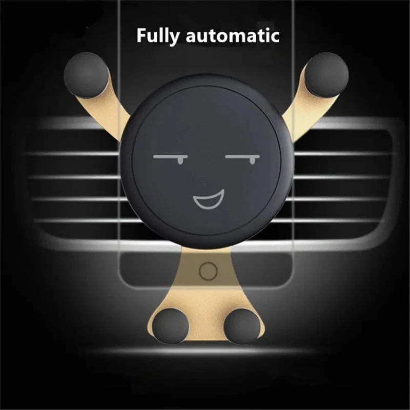 Schwerkraft-Autotelefonhalter Air Vent Clip Lächeln Gesicht Mount Mobile Cell Stand GPS-Unterstützung für iPhone 12 Pro Max Xiaomi Samsung