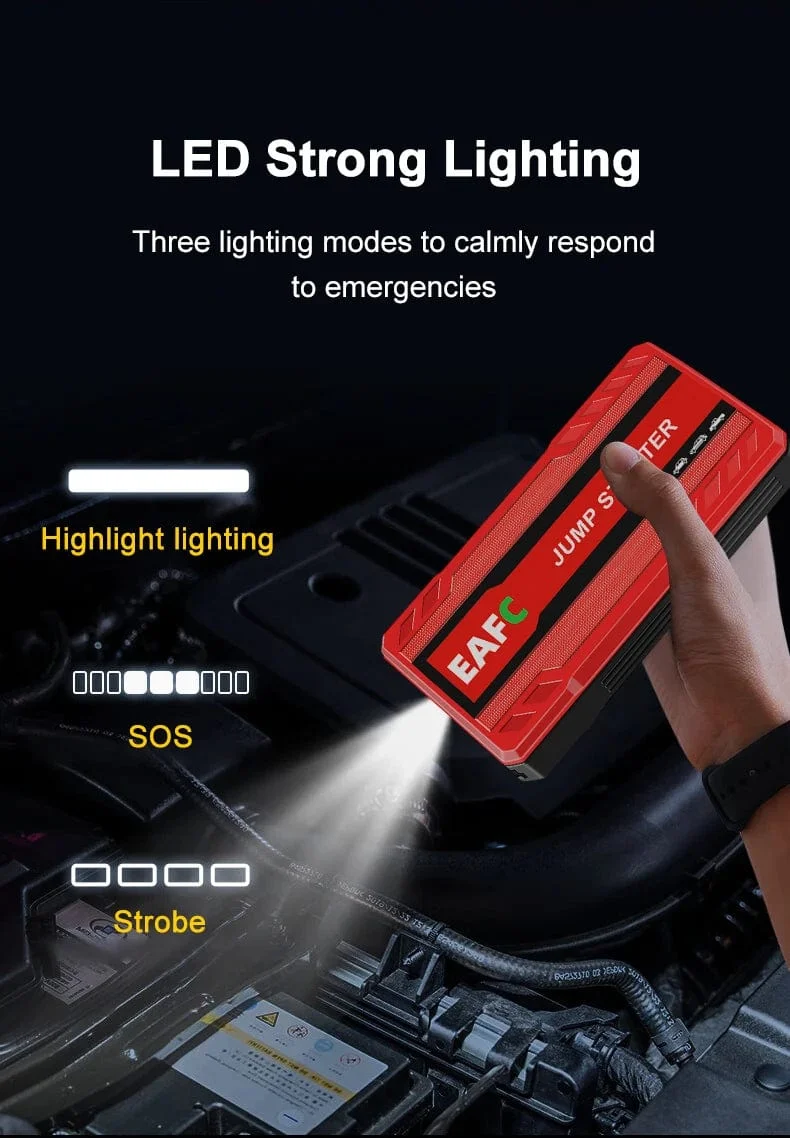 Auto Starthilfe Tragbarer Autobatterie-Starter 12V Auto Startgerät mit LED-Licht für Autobatterie-Booster-Buster