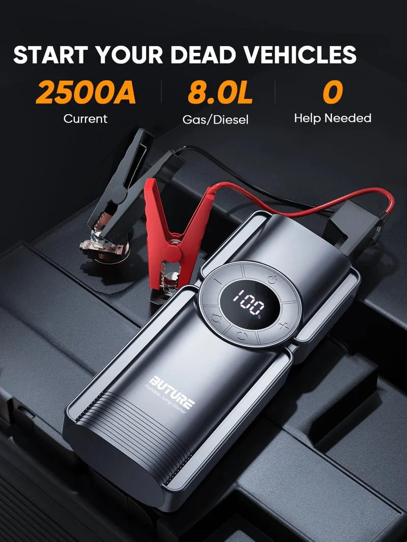 Buture 4 In 1 Starthilfe 150PSI Pumpe Luft Kompressor 20000mAh Power Bank 2500A Ausgangs Gerät 15V Digital Reifen inflator