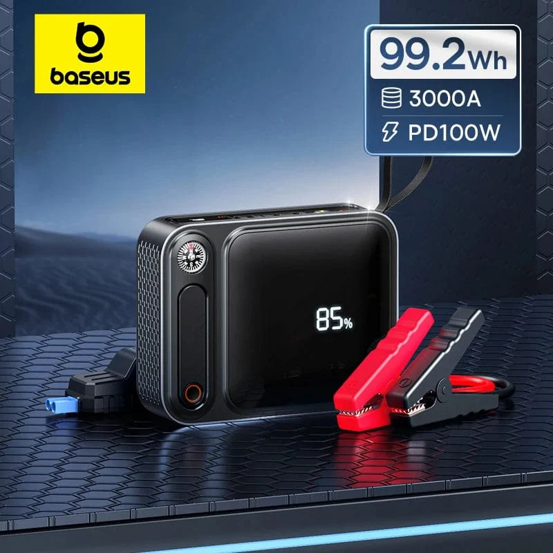 Baseus 3000A Auto Starthilfe Power Bank 26800mAh Auto Startgerät mit PD 100W Schnelllade Autobatterie Ladegerät Booster