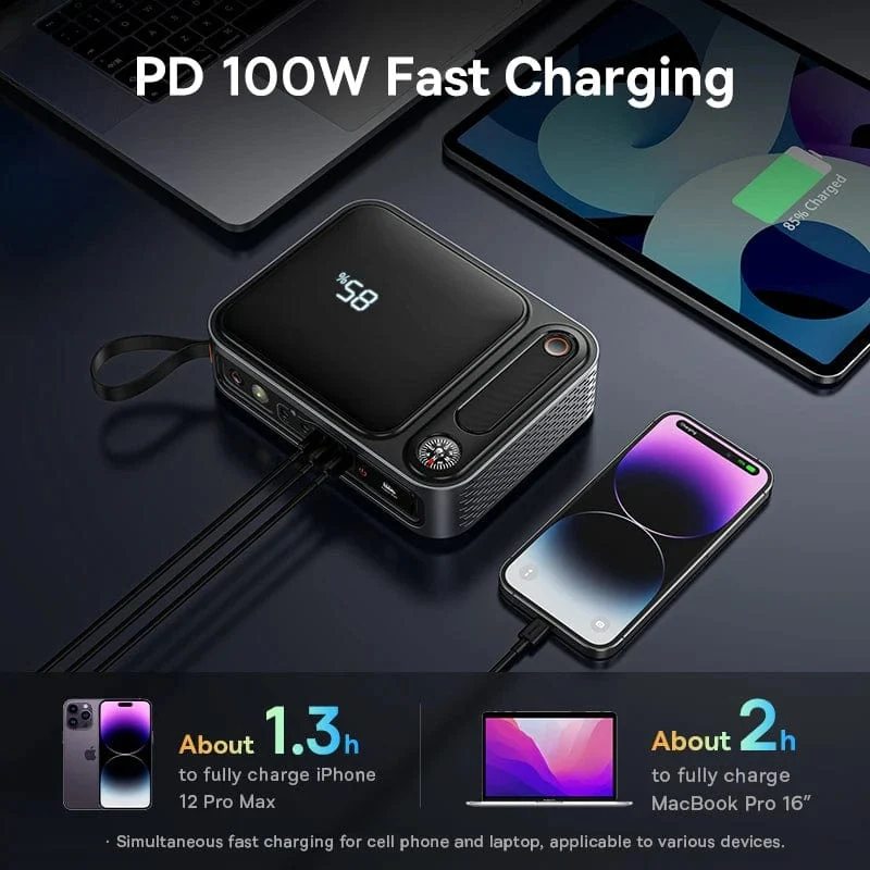 Baseus 3000A Auto Starthilfe Power Bank 26800mAh Auto Startgerät mit PD 100W Schnelllade Autobatterie Ladegerät Booster