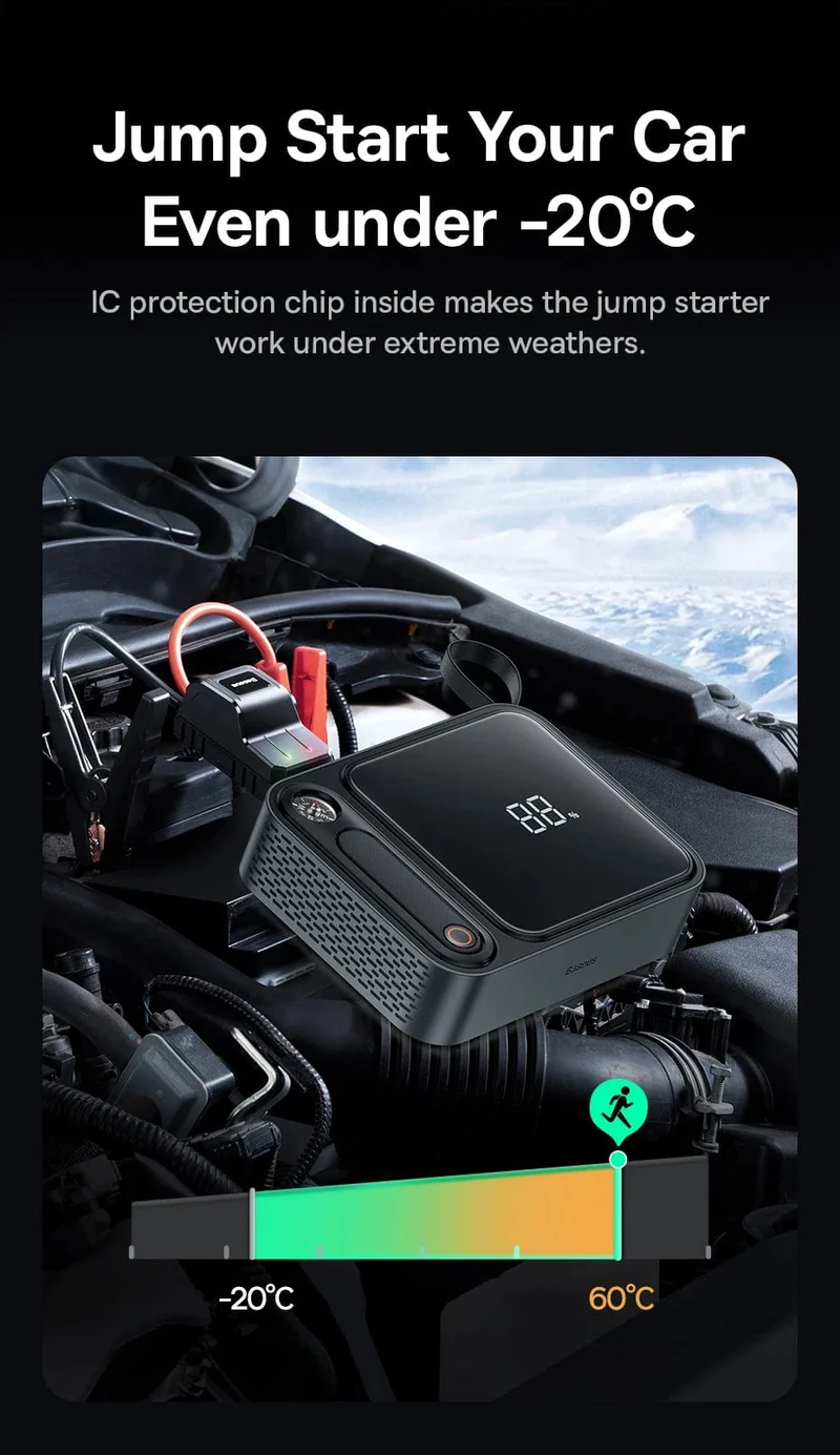 Baseus 3000A Auto Starthilfe Power Bank 26800mAh Auto Startgerät mit PD 100W Schnelllade Autobatterie Ladegerät Booster