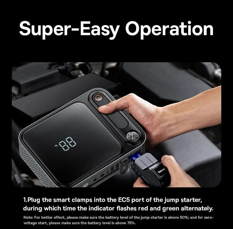 Baseus 3000A Auto Starthilfe Power Bank 26800mAh Auto Startgerät mit PD 100W Schnelllade Autobatterie Ladegerät Booster