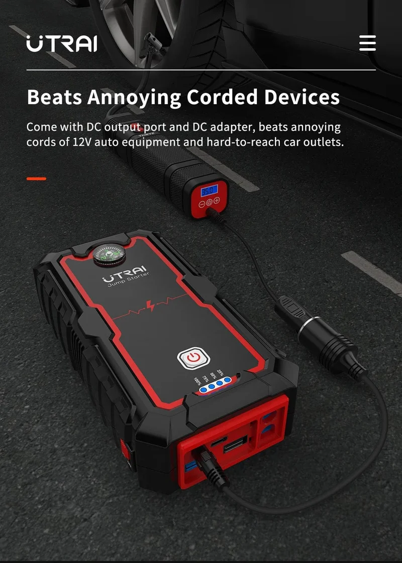 UTRAI Power Bank 2000A Starthilfe Tragbares Ladegerät Auto Booster 12V Auto Start Gerät Notfall Auto Batterie Starter