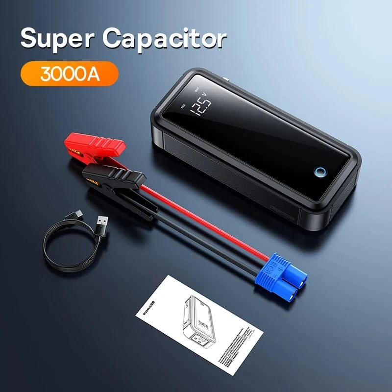 Baseus Superkondensator Auto Starthilfe 3000A Auto Booster Gerät Ladegerät Batterie weniger Tragbares Auto Starten für Notfall Gerät