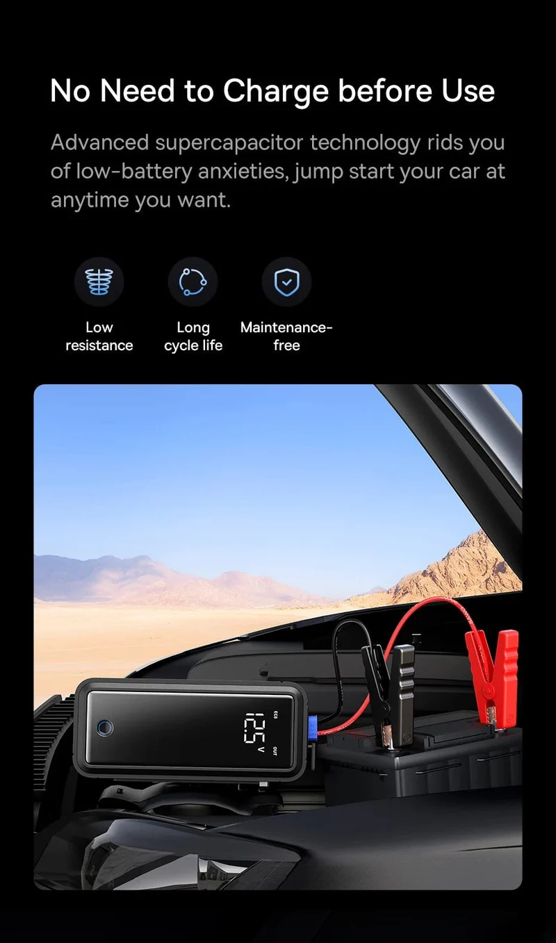 Baseus Superkondensator Auto Starthilfe 3000A Auto Booster Gerät Ladegerät Batterie weniger Tragbares Auto Starten für Notfall Gerät