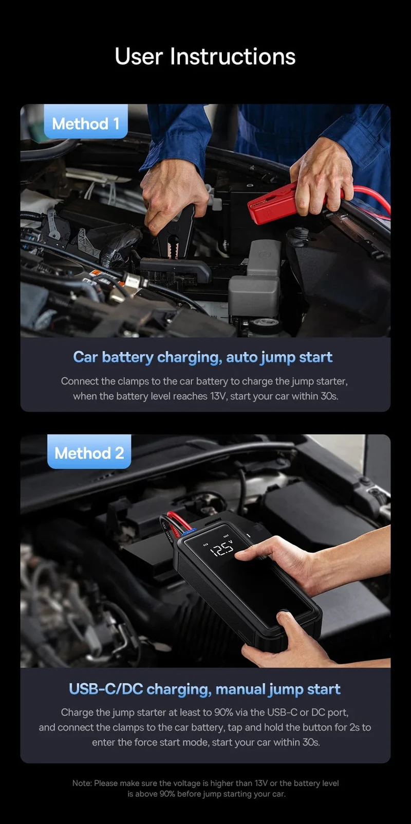 Baseus Superkondensator Auto Starthilfe 3000A Auto Booster Gerät Ladegerät Batterie weniger Tragbares Auto Starten für Notfall Gerät