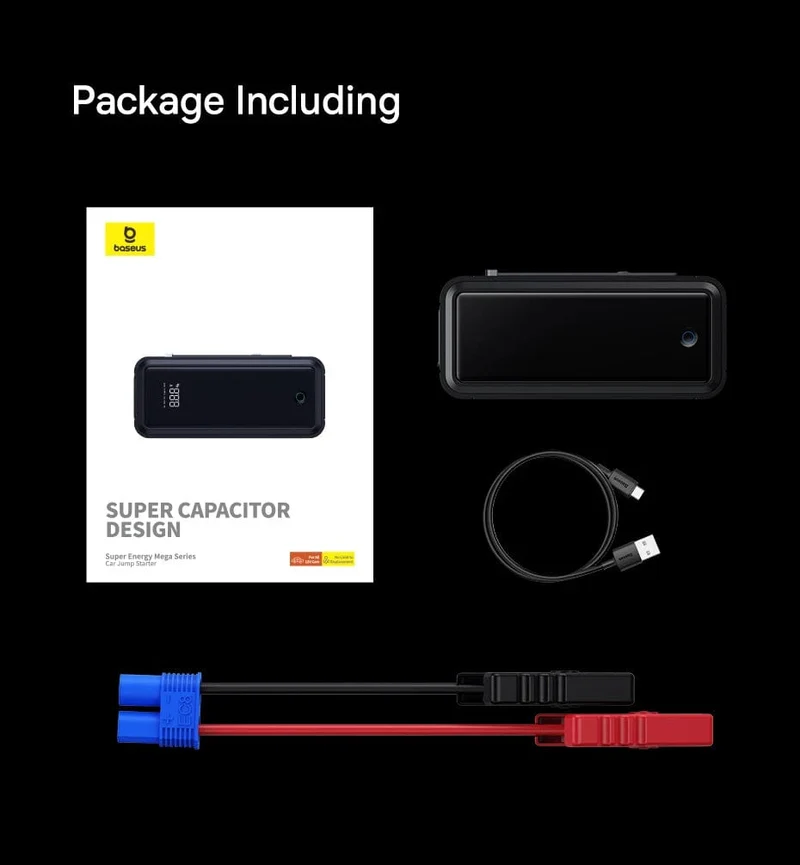 Baseus Superkondensator Auto Starthilfe 3000A Auto Booster Gerät Ladegerät Batterie weniger Tragbares Auto Starten für Notfall Gerät
