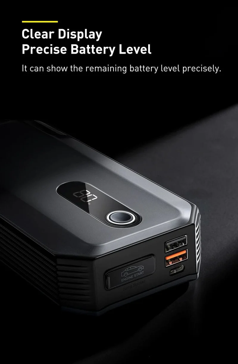 Baseus 20000mAh Auto Starthilfe Power Bank 2000A 20000mAh Auto Batterie Ladegerät Auto Notfall Booster Start Gerät Starthilfe