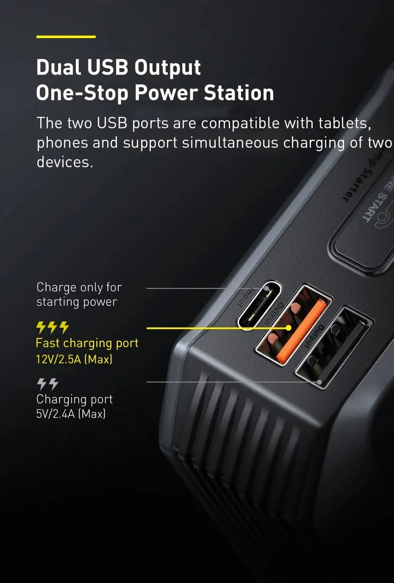 Baseus 20000mAh Auto Starthilfe Power Bank 2000A 20000mAh Auto Batterie Ladegerät Auto Notfall Booster Start Gerät Starthilfe
